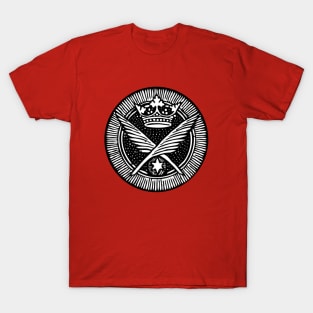 Crown & Palm | Line Art | Black & White | Catholic | Christianity | Kingdom | Christ | Missal | Western Civilization | Medieval | Neoclassical T-Shirt